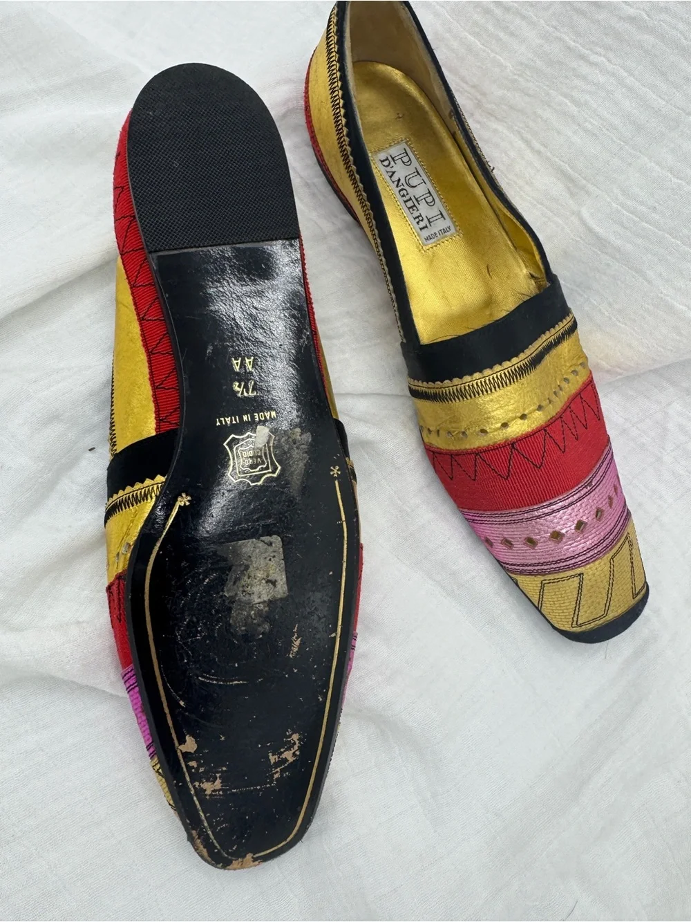ITALIAN Multicolor Embroidered Loafers - Pink, Red & Gold
